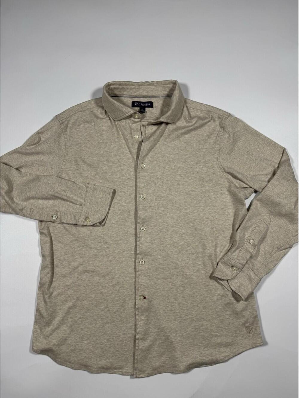 Daniel Cremieux Long Sleeve Stretch Knit Button Up Shirt Beige XL